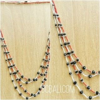 two color crystal beads necklaces layer bali